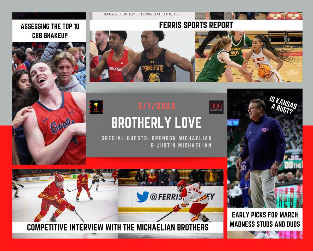 Newest episode is finally here with the latest in #FerrisState athletics, analysis on the crazy weekend in #collegebasketball, and our most competitive interview yet with <a href="/FerrisHockey/">Ferris State Hockey</a>’s Justin and Brendan Michaelian.

▶️ open.spotify.com/episode/1rQKqB…

#collegehockey #athletelife
