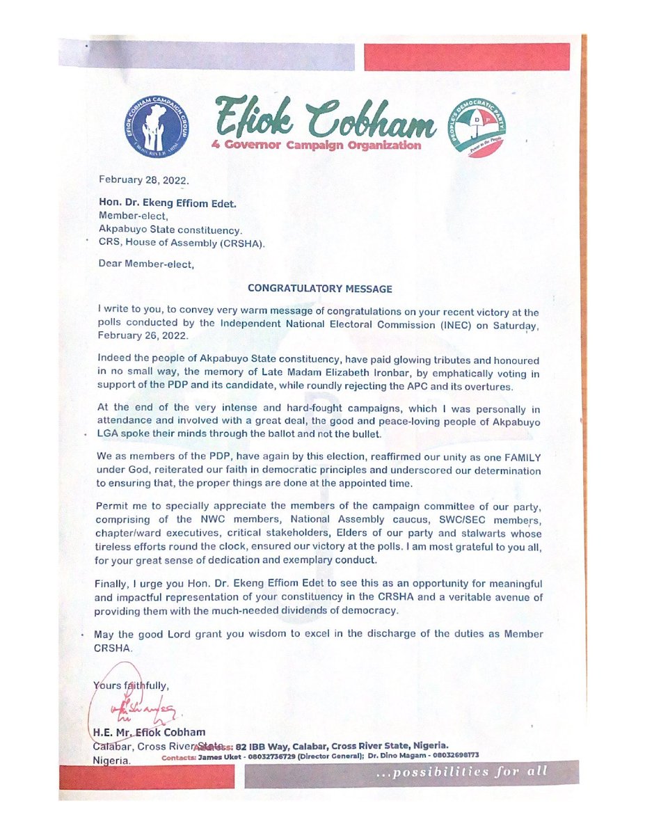 efiok_cobham's tweet photo. #CongratulationsDrEkengEdet
#CrossRiverByeElections
#PowerToThePeople https://t.co/09UwHpAQyU