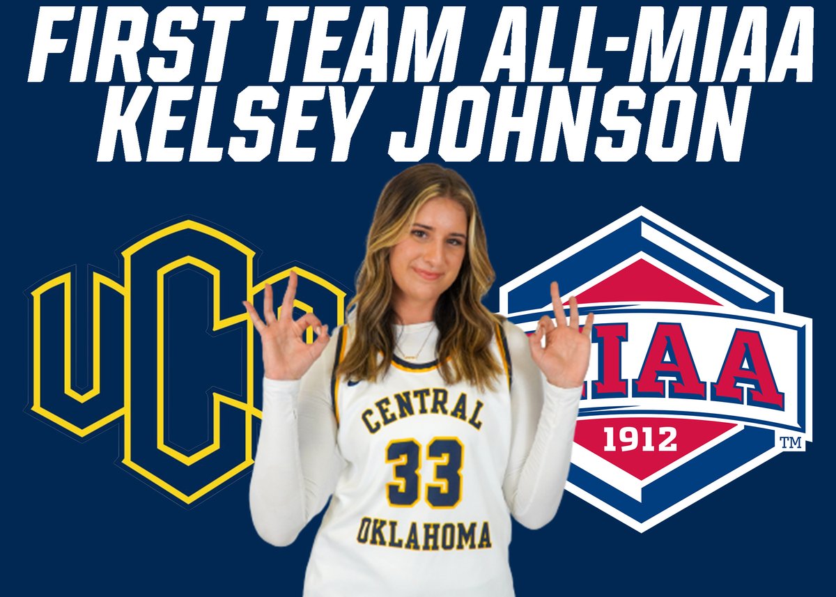 Congratulations Kelsey!

No. 1 in the MIAA in PPG: 21.3
No. 1 in the MIAA in FG%: 59.4
No. 2 in the MIAA in REB: 9.5
No. 3 in the MIAA in FT%: 85.1

The first three-time All-MIAA selection at UCO!

<a href="/UCOWBB/">UCO Women's Basketball</a> x #RollChos