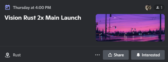 VisionRust's tweet image. Don't miss the launch of Vision Rust 2x Main!

discord.gg/JFaH4peK?event…

#rustlang #rust #facepunchrust #facepunch #rustskins #pcrust