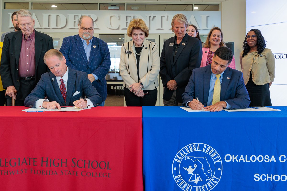 nwfstatecollege's tweet photo. We are pleased to continue our legacy partnerships with the Florida Department of Education and the Okaloosa County School District as we expand the Collegiate High School at Northwest Florida State College and provide more students with early college opportunities. https://t.co/Zq7bFtmfF6