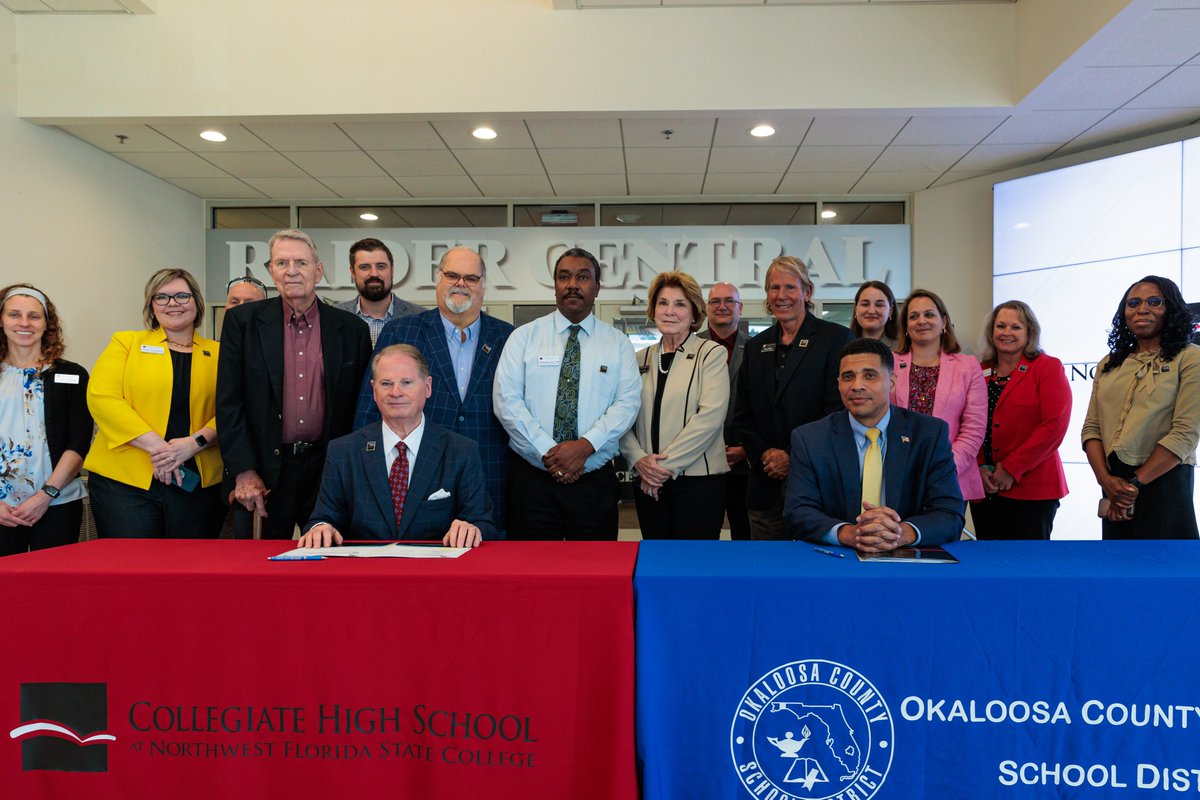 nwfstatecollege's tweet photo. We are pleased to continue our legacy partnerships with the Florida Department of Education and the Okaloosa County School District as we expand the Collegiate High School at Northwest Florida State College and provide more students with early college opportunities. https://t.co/Zq7bFtmfF6
