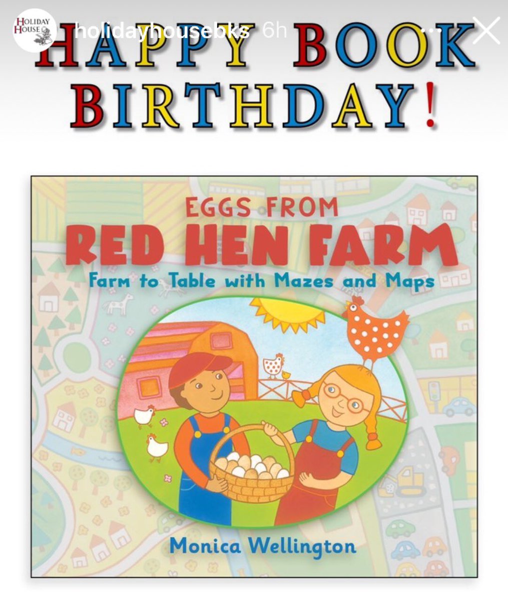 monicabooks's tweet photo. My book EGGS FROM RED HEN FARM - From Farm to Table with Mazes and Maps has hatched today!!! Cluck cluck! #bookbirthday #publicationday #chickensandeggs #mapsforkids @HolidayHouseBks https://t.co/4iaMaqzr2r