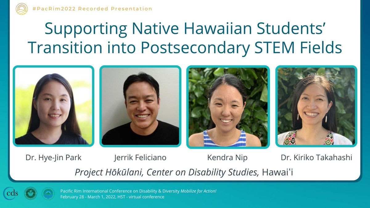 PacRimHawaii's tweet image. Supporting Native Hawaiian Students’ Transition into Postsecondary STEM Fields, w/ Hye-Jin Park, Jerrik Feliciano, Kendra Nip, Kiriko Takahashi

Recording Available at pacrim.coe.hawaii.edu

#PostsecondaryTransition #STEM #Education #CulturallyResponsiveEducation at #PacRim2022