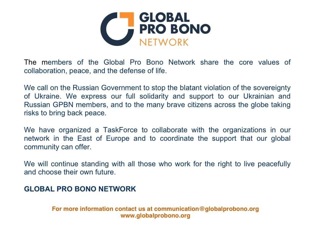 Taproot Foundation stands behind the @GlobalProBonoNt to support our partners working globally. #Ukraine