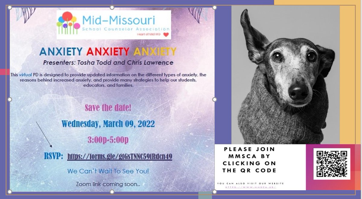 MidMSCA's tweet photo. Join us next week Wednesday. March 9th from 3-5. If you are not already a member of MMSCA, please scan the QR code at the bottom.  We would love for you to join us. https://t.co/WOWLuFTGve