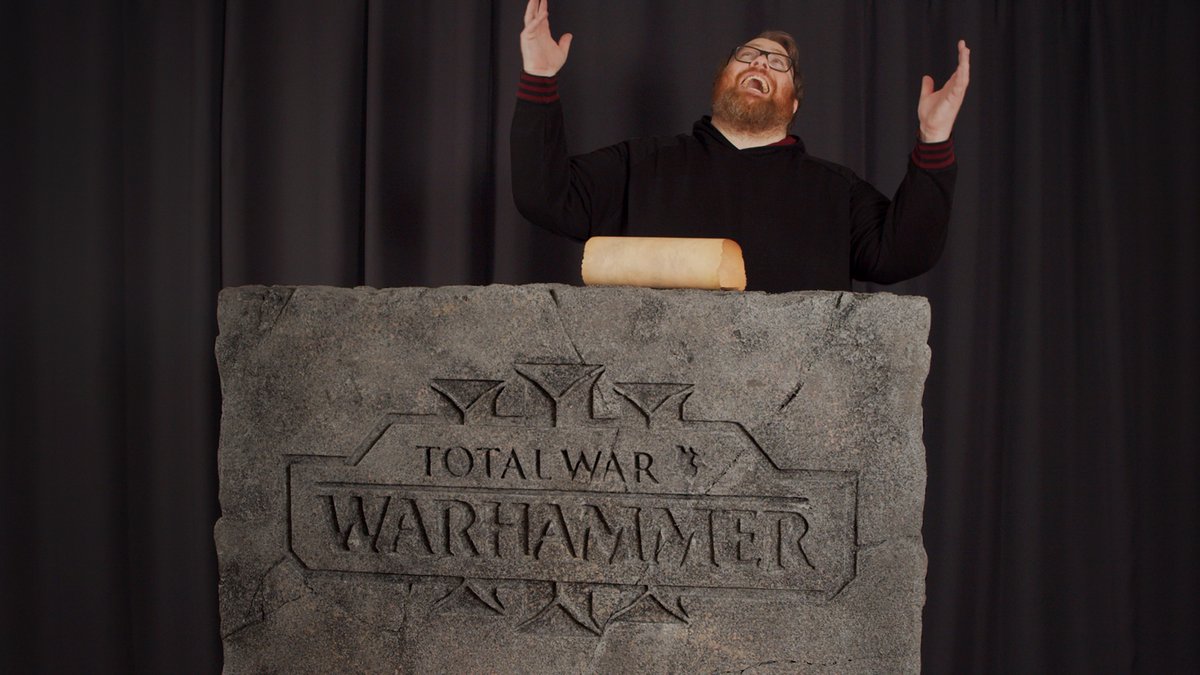 JesseCox's tweet photo. Okay, woah. @XboxGamePassPC sent me this giant stone to celebrate @totalwar Warhammer III. Next, I smash it open and claim its treasure!!! #XboxPartner #GamePassHasPCGames #ad https://t.co/o9JLcdVMaD
