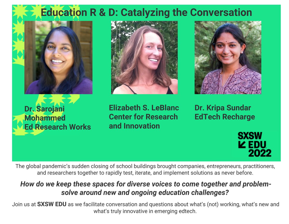 Headed to #sxswedu? Are you a teacher? A school administrator? An edtech entrepreneur? A researcher? Whatever your role, if you have a stake in K12 education, let's catalyze the conversation - What are the pressing issues? How do we address these issues?  lnkd.in/dexDjZJZ