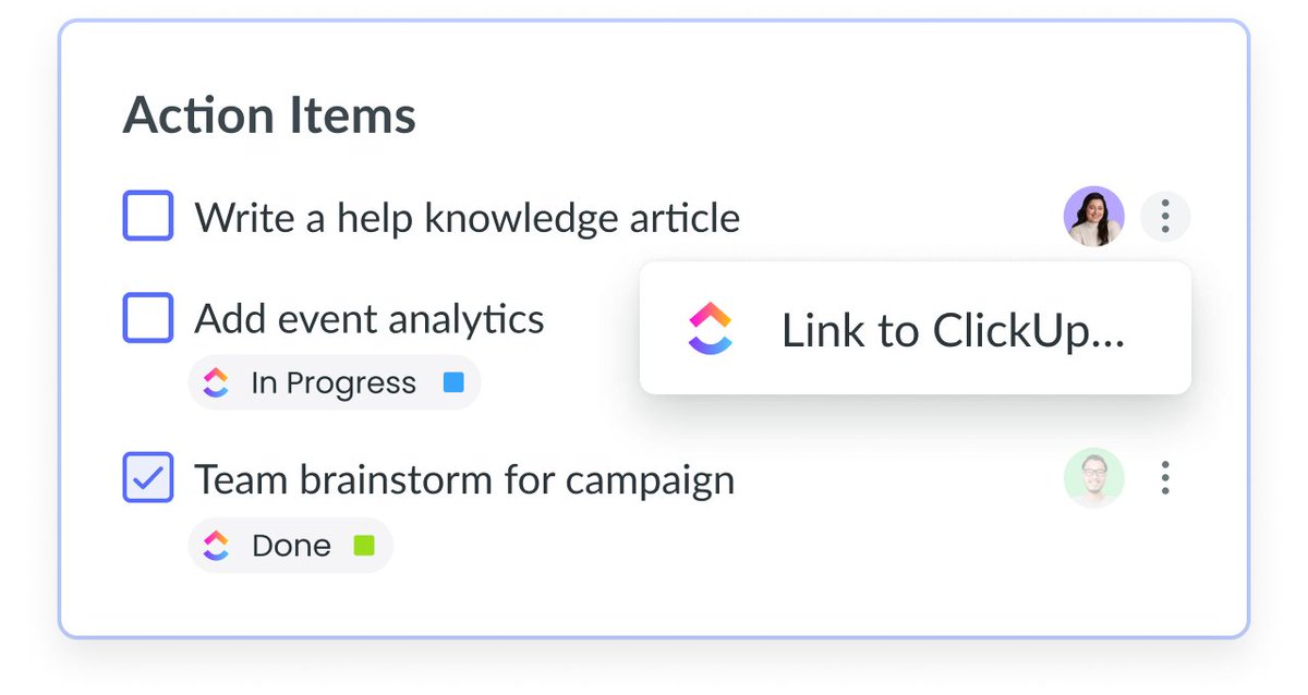 FellowAInotes's tweet photo. 🚨 New integrations alert 🚨

@alexandras_dev  &amp; @EllieRumsey walked us through our @clickup integration! 

PLUS, we’ve added the ability to embed Google Sheets, Slides, and Docs right within your meeting notes! 

Game. 👏 Changer. 👏 #Fellow32Launch https://t.co/cmAvUbVeWL
