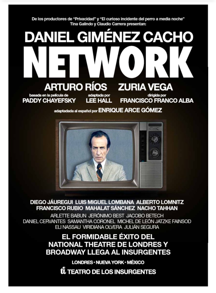 DeTeatro_'s tweet photo. ¡Es oficial! Daniel Gimenez Cacho, Zuria Vega y Arturo Ríos protagonizan @network_cdmx!, la nueva obra de @claudiocarrera y @Tina_Galindo en el Insurgentes 🙌 https://t.co/z8231CYR48