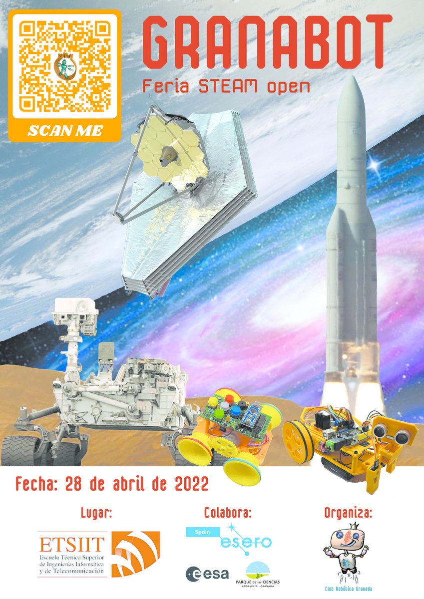 clubroboticagra's tweet image. #call4makers #Granabot Ya tenemos definida esta nueva edición. La temática será el espacio. 
sites.google.com/view/granabot/…
Inscripciones para visitas abierto el formulario en sites.google.com/view/granabot/…
Inscripcion pruebas/talleres 14 marzo a 15 abril