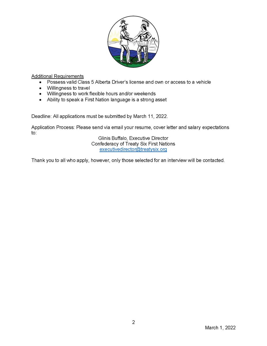 #JobOpportunity 
Confederacy of Treaty Six First Nations Executive Assistant Job Post. #Alberta #Yeg #Treaty6 <a href="/YourAlberta/">Alberta Government</a>