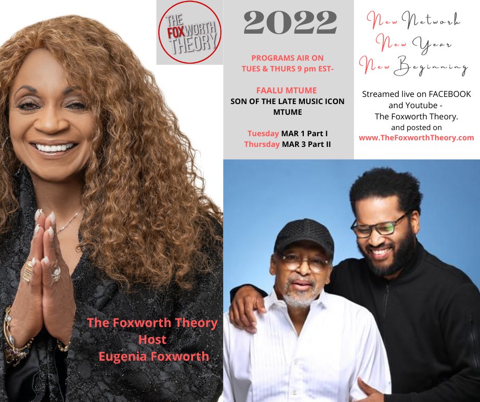 To celebrate the legacy of music icon MTUME, watch the Foxworth Theory, tonight (Tuesday)  and Thursday at 9 pm for an interview with his son, Faalu Mtume. 
Go to thefoxworththeory.com