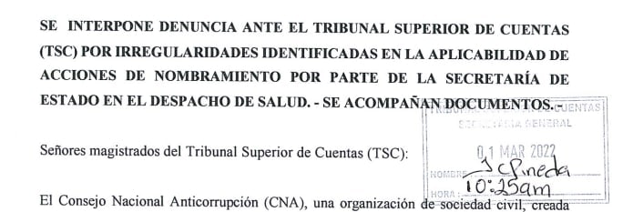 CNA interpone denuncias por abuso de autoridad ante el MP y mal manejo de fondos ante el TSC en contra de la ex Secretaria de Salud, Alba Consuelo Flores.
