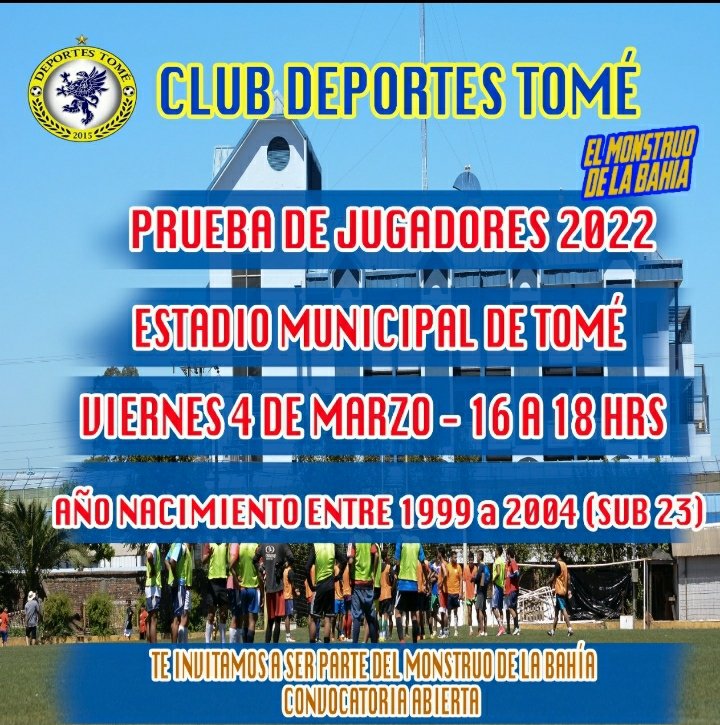 DEPORTESTOME's tweet photo. Prueba de jugadores para el Campeonato de Tercera División B año 2022. https://t.co/ipCM7uVekT