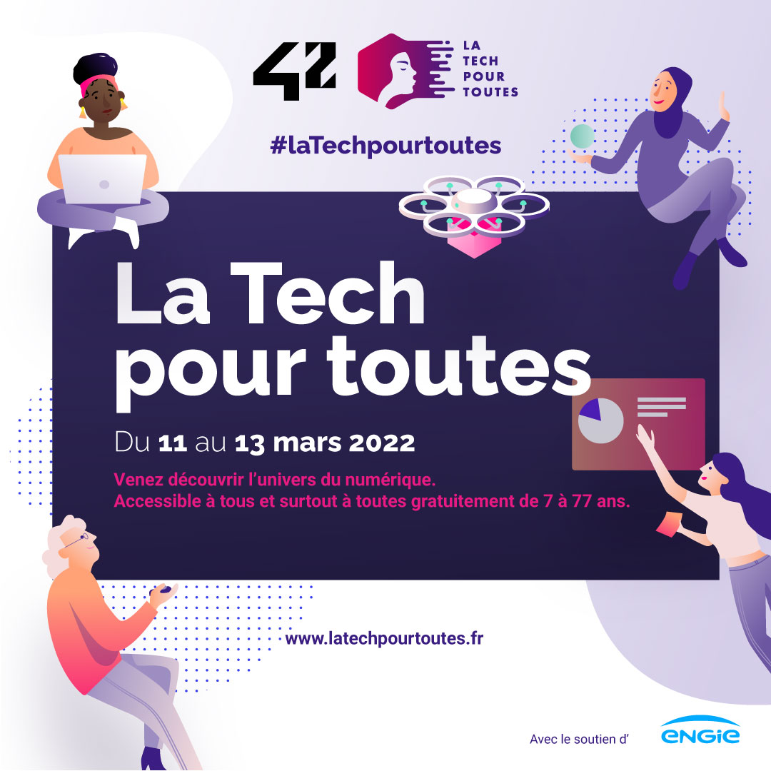 👩‍💻 Join us at #laTechpourtoutes by <a href="/42born2code/">42 Paris</a> on Friday 11 of March!

💪 Attend <a href="/josephinegoube/">Joséphine Goube</a>'s talk about #WomenInTech alongside <a href="/ClaraChappaz/">Clara Chappaz</a>, <a href="/lhofde/">Lucile Hofman</a>, Solenne Bocquillon Le Gaziou &amp; <a href="/SalmaBakouk/">Salma Bakouk</a> 👉 latechpourtoutes.fr #8mars