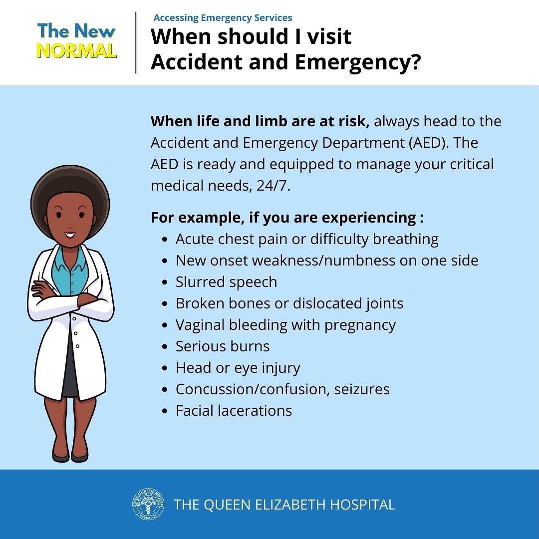 qehconnect's tweet photo. #QEHTheNewNormal : When should you visit Accident and Emergency? Our handy guidelines are here to help you determine if emergency medical care may be needed and how to proceed.
#Barbados #accident #emergency #ambulance https://t.co/gTCM9ZVp8N