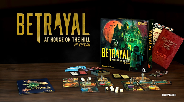 AvalonHill's tweet photo. Announcing @AvalonHill #BetrayalAtHouseOnTheHill, 3rd Edition. With fifty original
haunts and a modular mansion, every play is fresh… and terrifying! For more details
head to https://t.co/dUj2nm1dxV https://t.co/qm8VtCraHT