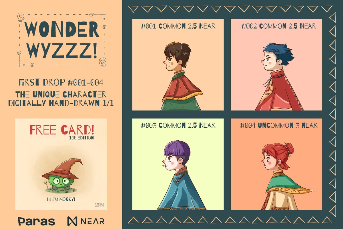 Welcome to the forest of “Wonder Wyzzz!” with many wonderful creatures.🌱✨

The unique character digitally hand-drawn 1/1.
Inspire from tales and fantasy world.🧝

Available on @ParasHQ 
paras.id/collection/won…

#NFTs #NFTCommunity #NFTartist #PARASnft #NEARnft #NEARcollector