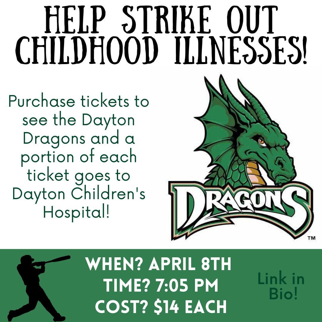 Happy Spring Break! Welcome the sun &amp; fun by purchasing tickets to our <a href="/DragonsBaseball/">Dayton Dragons</a> game! Enjoy America's pastime while helping the kids at <a href="/DaytonChildrens/">DaytonChildrens</a>! A portion of each ticket will go to the hospital. bit.ly/3sxjPDm #kidscantwait #bethechange #baseball