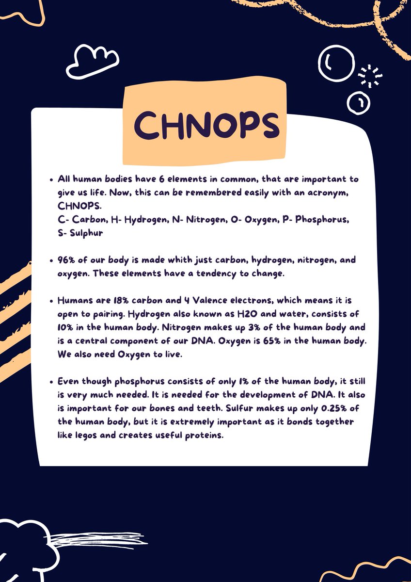 Do you know about, CHNOPS (Carbon, Hydrogen, Oxygen, Phosphorus, &amp; Sulphur.) ! 
Day44,
#BellaChallenge 
<a href="/BlueStudios_io/">Blue Studios Labs</a>
@bluestudiosNFT
#NFTCommunity 
#Learn2Earn