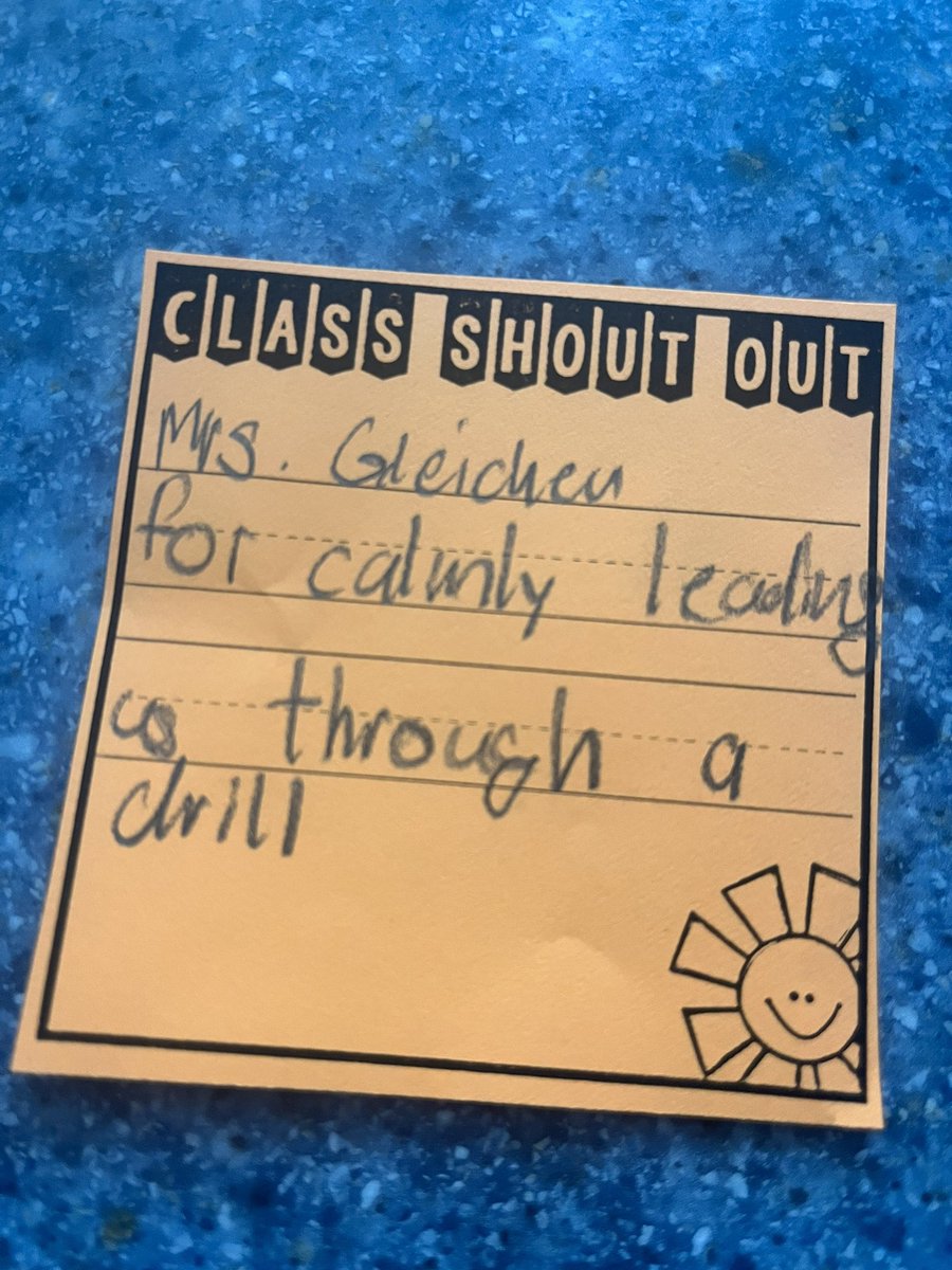MrsGleicher's tweet photo. A shout out to me from one of my students while we practiced some safety drills yesterday 💜🥰  my hope is I never have to practice this for real. #SEL #MentalHealthMatters #calming #RoadRunnerSRule #PositiveVibes https://t.co/wV2ylxiNrc