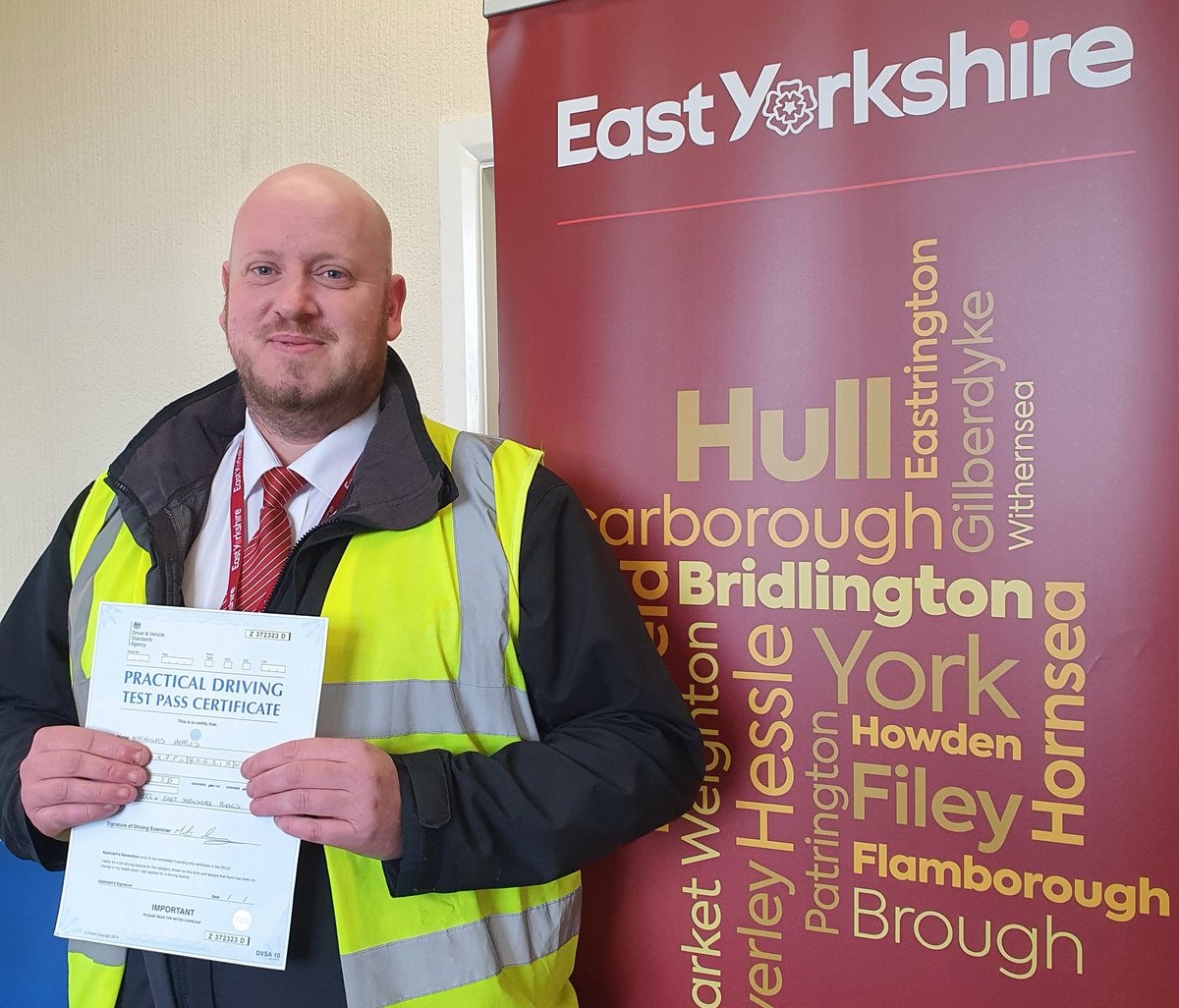 Good start to the week as our trainee Nick passes his PCV practical driving test today. More great team work and an excellent well done to Nick, soon to be joining the <a href="/EYBuses/">East Yorkshire</a> driving team! 👍