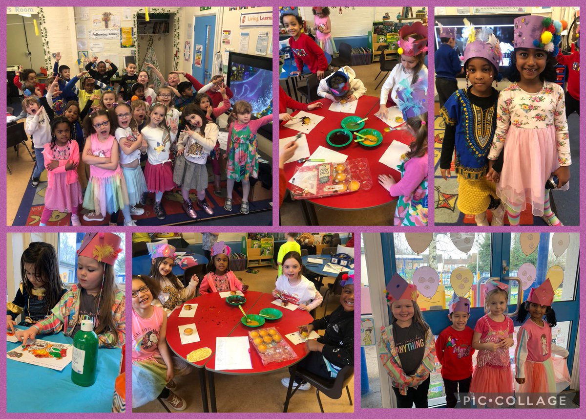 StTeresasHarrow's tweet photo. Year 1 enjoyed celebrating Mardi Gras this afternoon. The children made headdresses, masks and  king cakes! #StTs #shrovetuesday #MardiGras2022 #RiodeVida 🟣🟢🟡 https://t.co/UWzYpZELAl