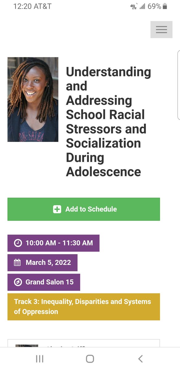 Christy M. Byrd (@christymbyrd) on Twitter photo Who's presenting at #SRA? I don't want to miss your session. I'm discussant for a fabulous panel Saturday at 10am with <a href="/DrGPsyc/">Dr. Charity Brown Griffin, NCSP, LP</a> @dr_ftsaleem <a href="/KamilahLegette/">Kamilah Legette</a> and Ming-Te Wang. Who's presenting at #SRA? I don't want to miss your session. I'm discussant for a fabulous panel Saturday at 10am with <a href="/DrGPsyc/">Dr. Charity Brown Griffin, NCSP, LP</a> @dr_ftsaleem <a href="/KamilahLegette/">Kamilah Legette</a> and Ming-Te Wang.