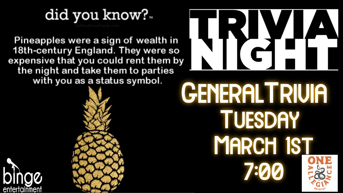 BingeThisOne's tweet image. fb.me/e/2k45aZuKa
Join Binge tonight for Trivia and unique Brews!