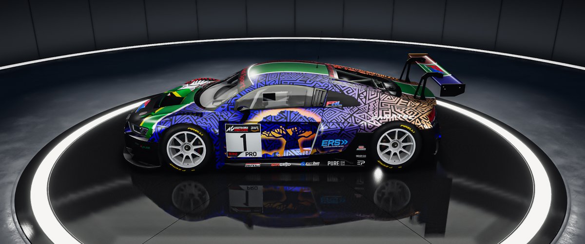 TheLiveryDoctor's tweet photo. The FRL @audisport R8 Evo livery for their upcoming @EuropeanSeries Kyalami 9Hr event.

I wanted them to stand out with a beautiful livery showcasing the fantastic colours and diversity of South Africa

#beacc #kunos #505games #virtualphotography #design #GT3 https://t.co/qk7yjCGBnN