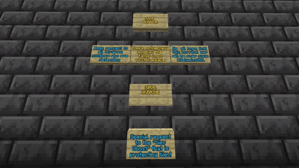 ValaticNetwork's tweet photo. Amazing Build by Beanscake and their Helpers!
To pay respect to Ukraine, Beanscake built and amazing Memorial on Valatic.
To visit it: /pw SAVE_UKR (x4)
Love and respect for everyone in Ukraine. 🙏 🇺🇦 ♥️
#valatic #Ukraine #memorial #minecraft #build #crossplay #Java #Bedrock https://t.co/6raGagYSjZ