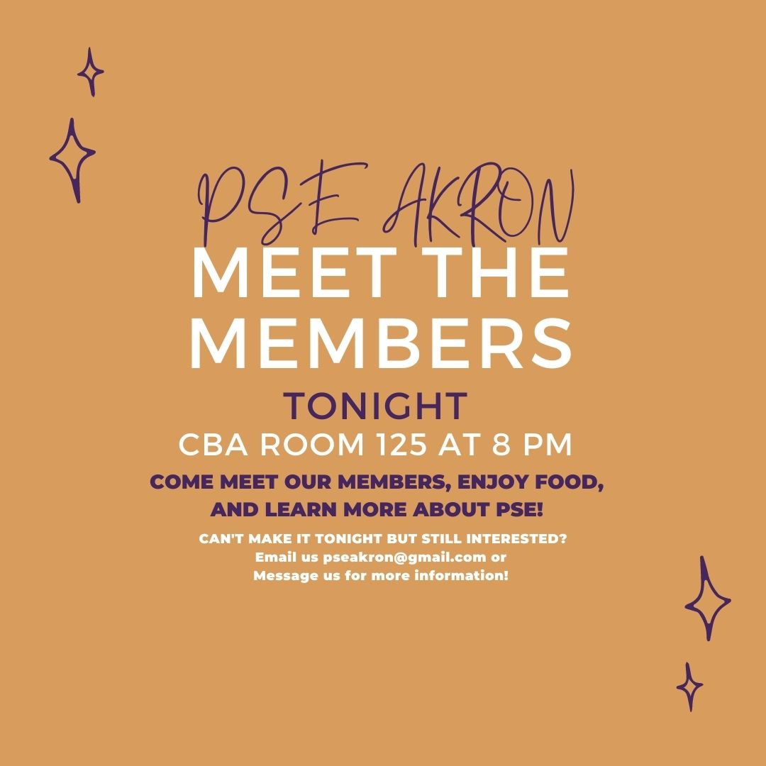 One last reminder for our meet the members event tonight! Join us to learn more about PSE and for some food! The first 10 people to join PSE will receive a joining discount fee!