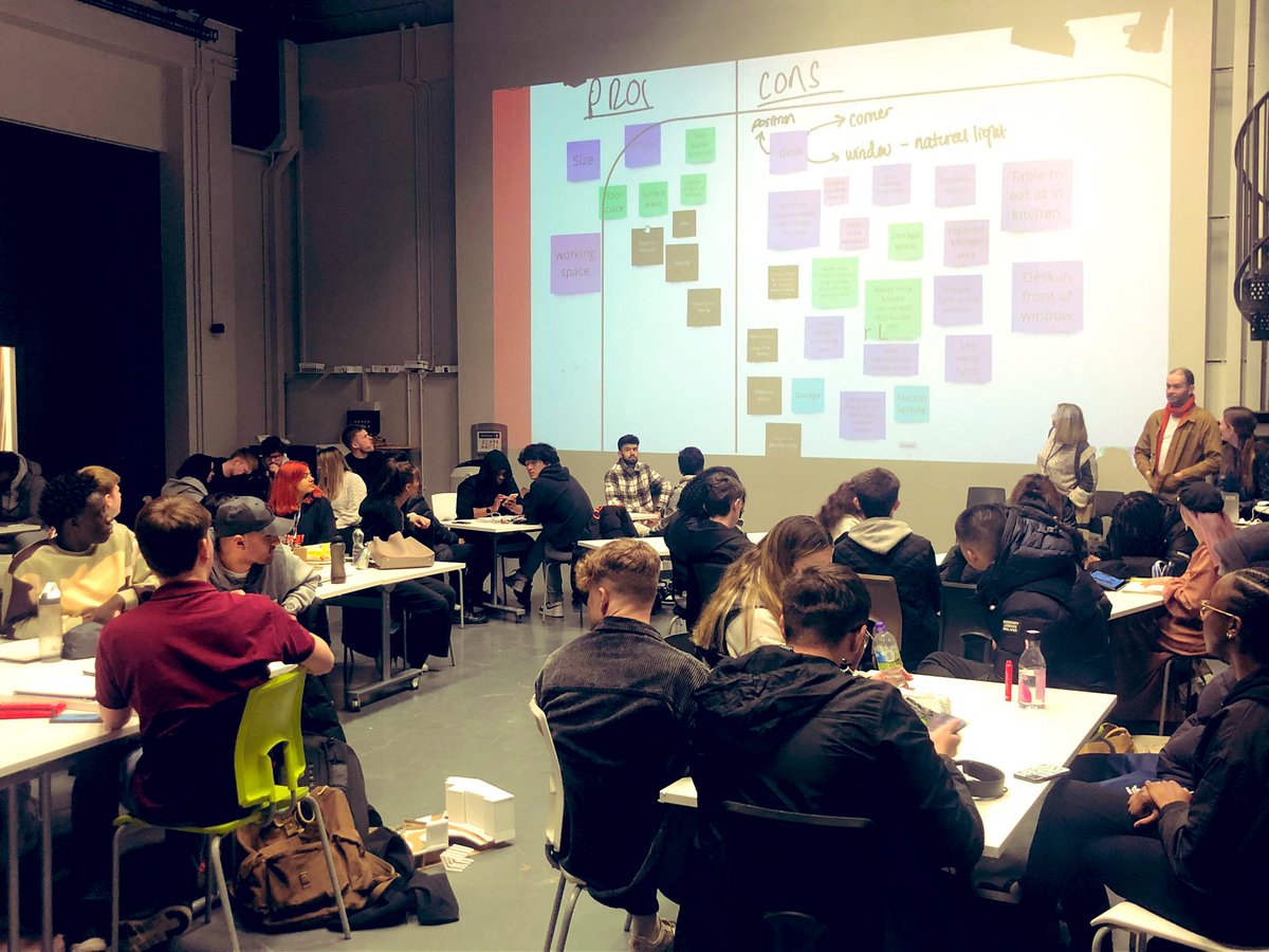 A busy morning with <a href="/BCU_BSoAD/">Birmingham School of Architecture and Design</a> Foundation students setting a live brief with <a href="/MOBIEhome/">MOBIE</a> <a href="/TorsionGroup/">Torsion Group</a> exploring the future of student housing. Some great ideas emerging already, now on to 1-to-1 space planning!
