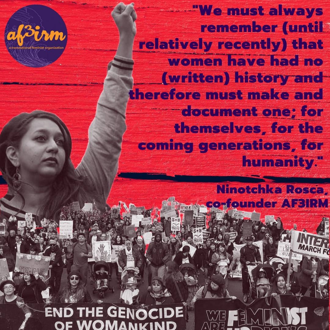 AF3IRM's tweet photo. “We must always remember (until relatively recently)that women have had no (written) history and therefore must make and document one; for themselves, for the coming generations, for humanity" AF3IRM's Ninotchka Rosca on women’s history #WomensHistoryMonth
#TransnationalFeminism https://t.co/5k6HmJIZUd