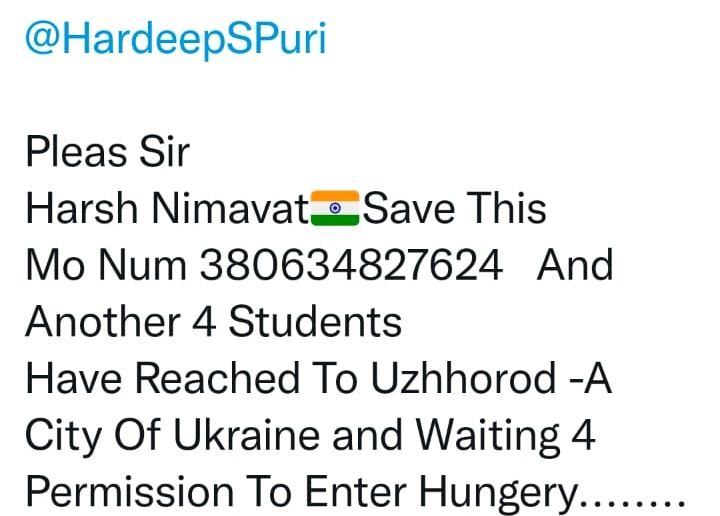 NimavatParmita's tweet photo. @HardeepSPuri @PMOIndia @MEAIndia @IndiaInHungary @opganga @Gen_VKSingh @KirenRijiju @JM_Scindia @IndiainUkraine @IndianEmbassyTR @MIB_India @PIB_India @IndianDiplomacy @VMBJP @indiandiplomats https://t.co/KiGqAQ9X6V