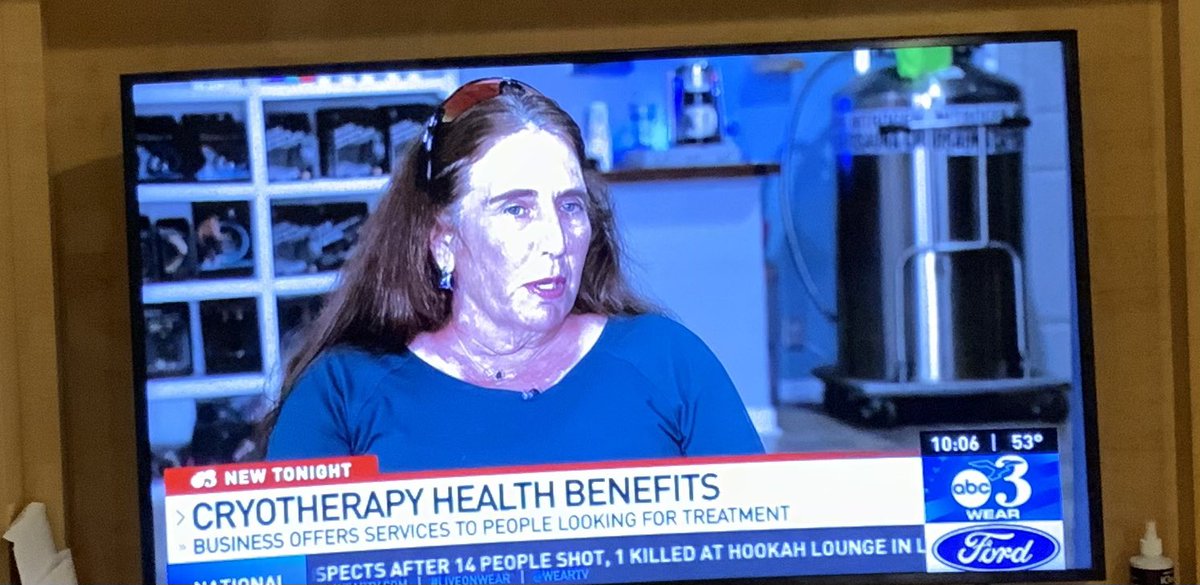 DrDeCampos's tweet image. Nice @weartv feature on @chillpensacola #TaraSantosuosa about benefits of whole body #Cryotherapy for #postexerciserecovery in young athletes- even mature. I do weekly @cityofpensacola @highschoolsports @recovery #gymnast #swimming @tv_leader