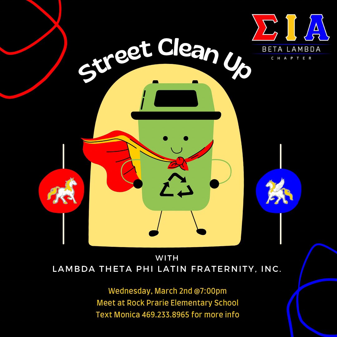 Join the sisters of Hermandad de Sigma Iota Alpha, Inc. and the brothers of Lambda Theta Phi Latin Fraternity, Inc. this Wednesday for a community service event! We will be keeping College Station beautiful by cleaning up our adopted street! #tamu #tamu25 #tamu24 #tamu23 #aggies