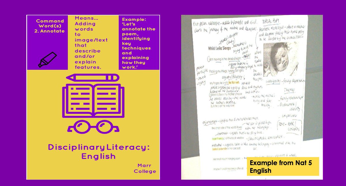 MarrEnglish's tweet photo. Our next disciplinary learner poster focuses on ANNOTATION. Not to be confused with labelling a diagram, annotating means making analysis notes on/ around a passage/poem/paragraph.These notes support a learner's understanding of text and prove useful tools for essay writing📝 https://t.co/RnPAYjdZnW