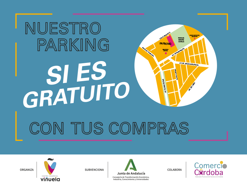 SI SI SI
😎 Nuestro parking SÍ es gratuito con tus compras 😎
¡Recuerda!
Puedes disfrutar de una hora gratuita de aparcamiento al realizar tus compras en establecimientos adheridos al Centro Comercial Abierto Viñuela.
🅿 Calle Sagunto