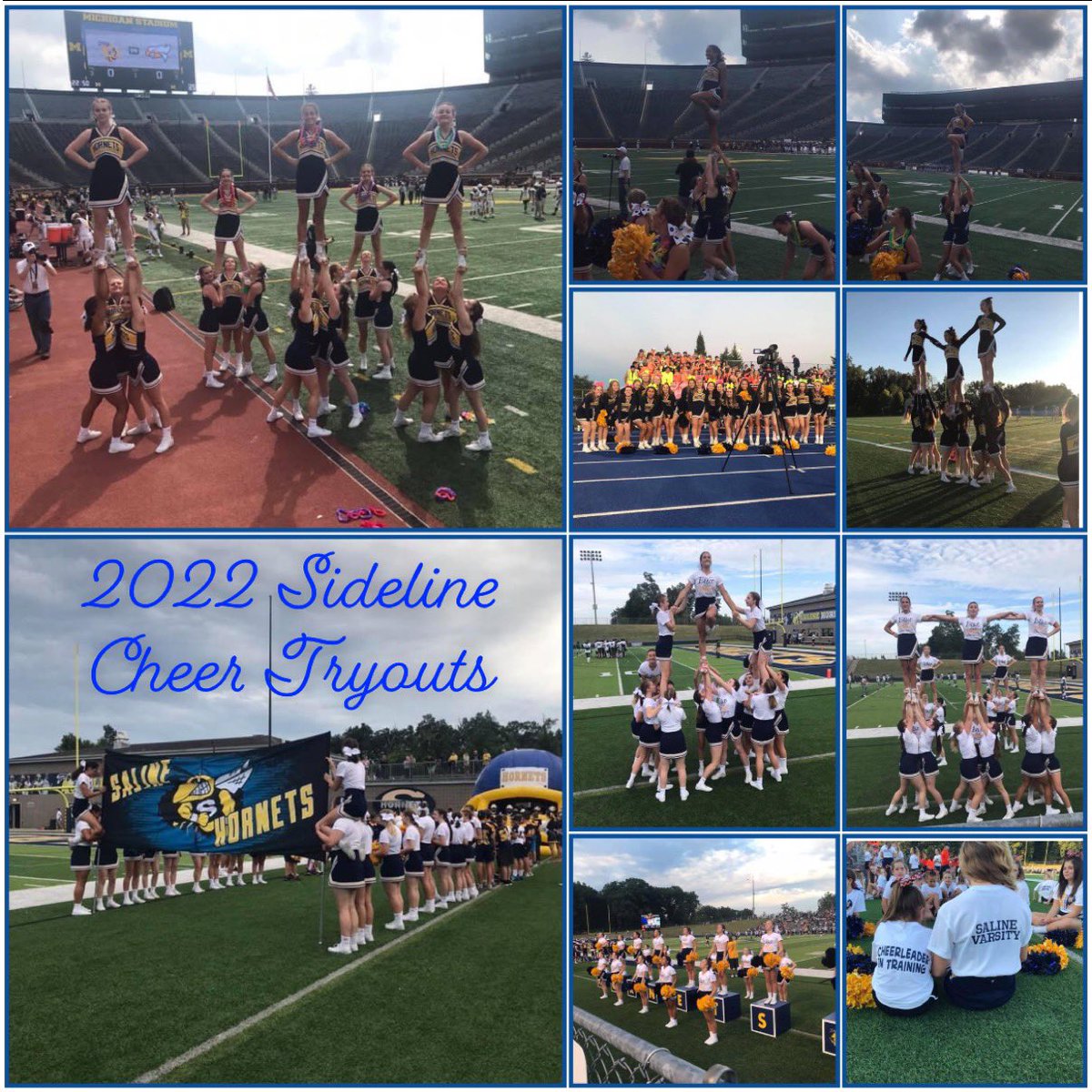 Sign up for high school sideline cheer tryouts by clicking the link in the bio!