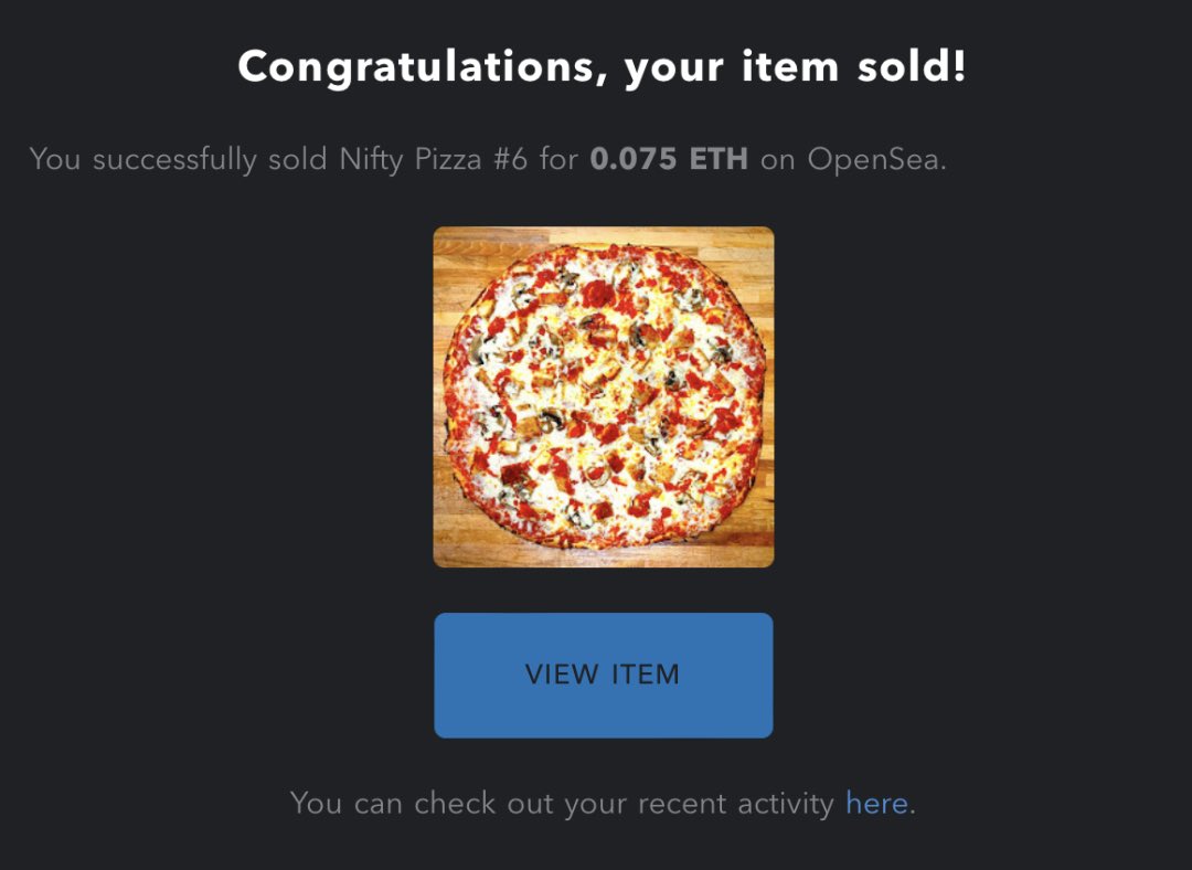 NIFTY PIZZA #6 has been minted and delivered to @KevinWPage and it’s a doozie, made with marinara sauce, mushrooms, chicken, and mozzarella cheese! 

Order your’s today!  #NFTCommunity