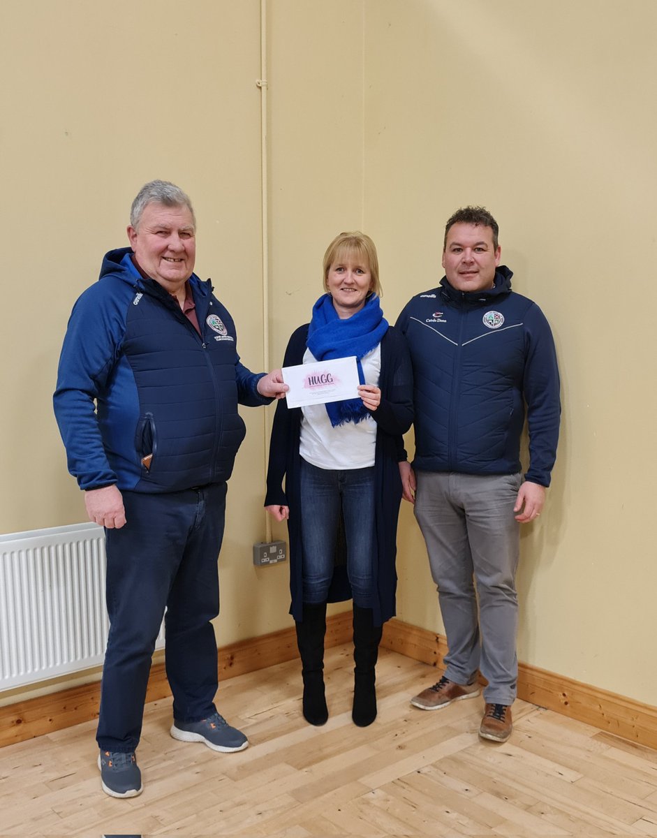 Denn Gfc are delighted to select "HUGG " as a chosen Charity and on the night a presentation was made to Patricia on behalf of HUGG.
Photo: L to R
John Brady Club Chairman, Patricia Smith 
HUGG Bereavement Counsellor, Declan Maguire Club Vice Chairman.

facebook.com/17299419638926…