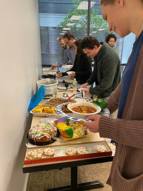 MSPdesign's tweet photo. Gumbo, red beans and rice, king cake, and more! We're celebrating Fat Tuesday with the return of our annual employee Mardi Gras lunch. Laissez les bons temps rouler! #MardiGras2022 https://t.co/z4tjz3kb7O