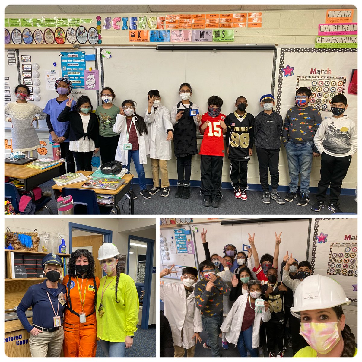 Career day ❤️ look at all the different careers. We had teachers, scientists, football players, nurses, police officers and architects. #ReadAcrossAmericaweek #careerday #4thgraders