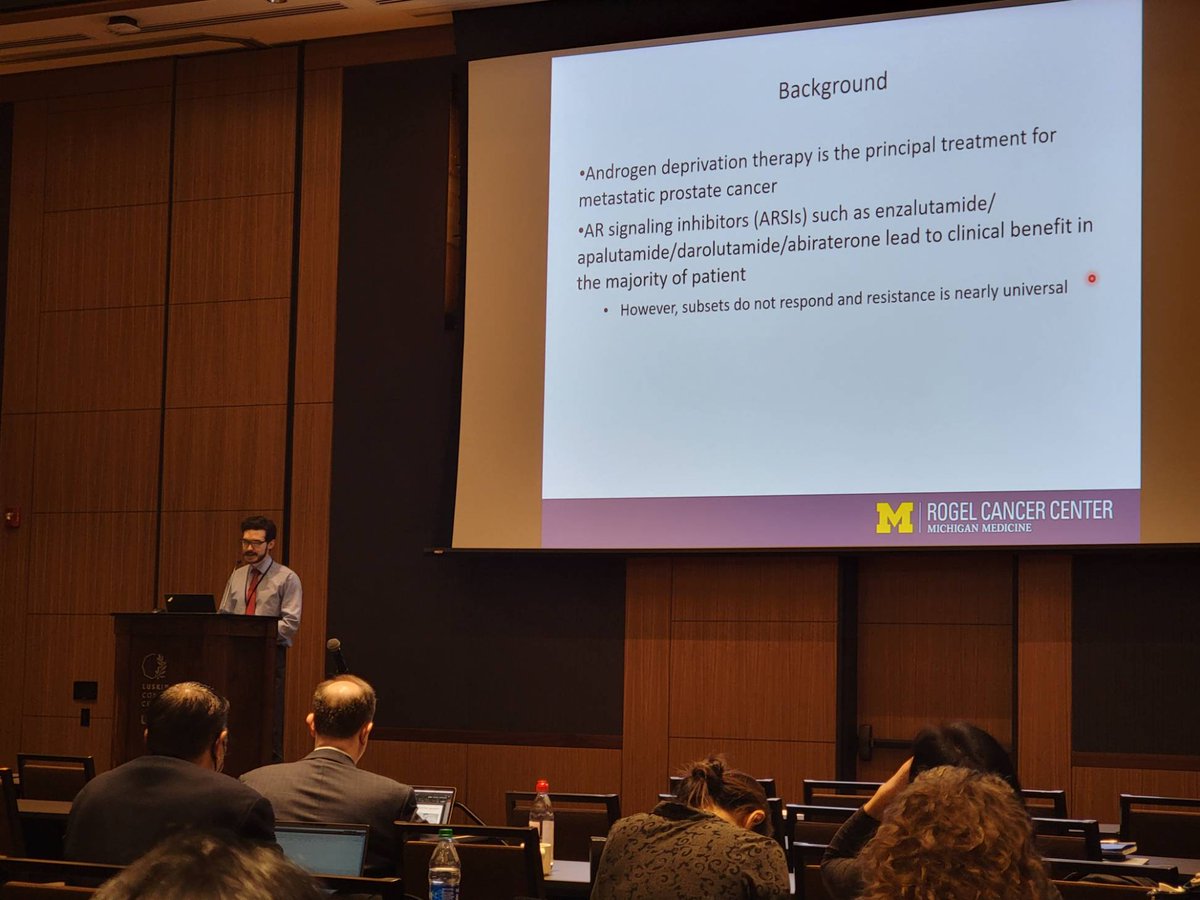 AlumkalJoshi's tweet photo. Tom Westbrook from the lab representing @UMRogelCancer at Prostate #InterSPORE meeting! Great job running this project and super presentation! @UMHemOncFellows @PCF_Science ππΎ https://t.co/3U00WZxu28