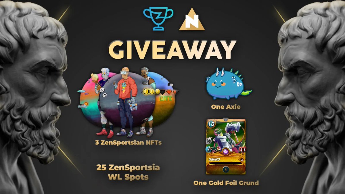 ZenSportsia's tweet photo. 🚨 GIVEAWAY ALERT🚨
Over $1,000 in prizes are up for grabs!

👀 3 ZenSportsians + some NFTs from your favorite blockchain games!

👉 Winners announced following the @AxieInfinity: Battle of the Guilds Tournament by @ZenSports this Saturday at 8PM EST!

#NFTGiveaway #NFTGiveaways https://t.co/wqr3awTPvM