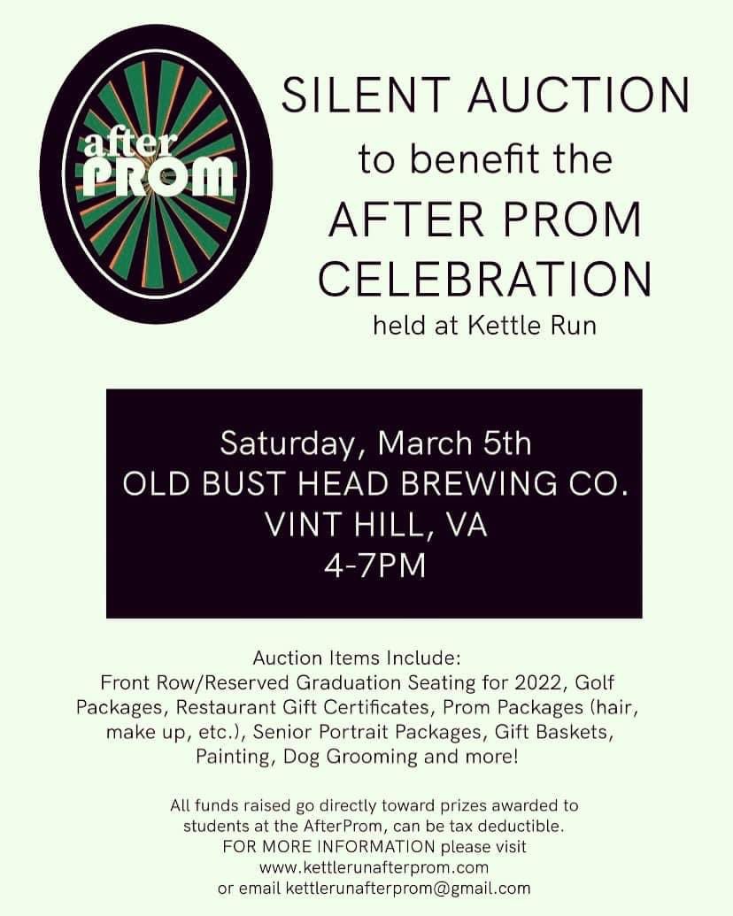 KRAfterProm's tweet photo. Old Busthead this Saturday night from 4-7pm!

Come out and participate in the Silent Auction to benefit the After Prom Celebration this May!  

Start bidding now! https://t.co/pARPyLSAWP 

Let's make it a great celebration for the students! https://t.co/R4MuCMzy4t