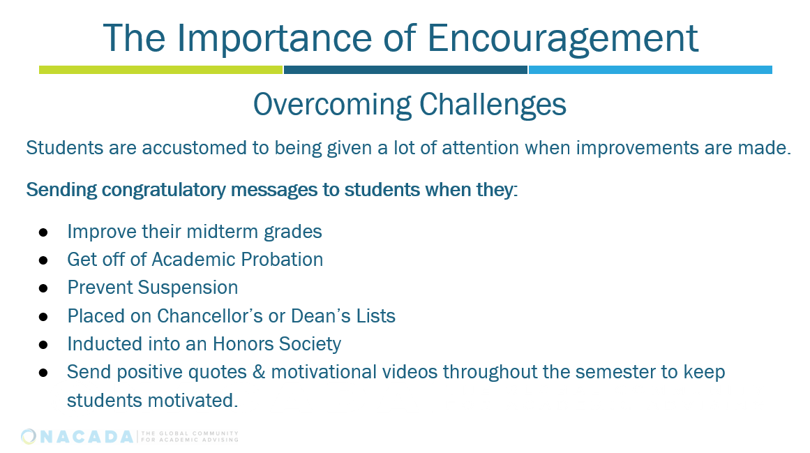 NACADA's tweet photo. Encouragement is key #nacadaweb #acadv https://t.co/w9Yx4JsGma
