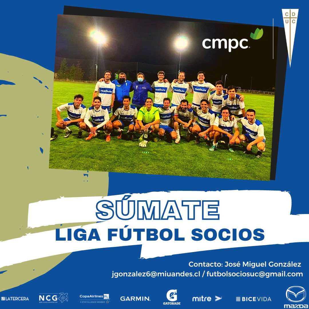 ClubHouseUC's tweet photo. Si eres Socio General, fanático del fútbol y tienes entre 18 y 32 años, te invitamos a formar parte de la Liga de Fútbol Socios ⚽️

Para inscripciones y más información, contacta a 👉🏼 José Miguel González al correo 📩 jgonzalez6@miuandes.cl o futbolsociosuc@gmail.com https://t.co/FQ5BW9EIHw
